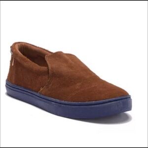 Boys Youth Toms Brown & Blue Paxton Suede Shoes 5.5 US!